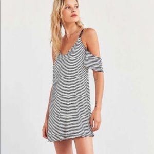 Silence + Noise Stripped Cold Shoulder Dress
